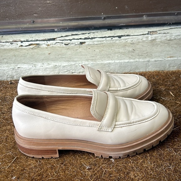 Madewell Harvest Moon The Bradley Leather Lugsole Loafer Shoes Sz 9 Cream - Picture 3 of 11